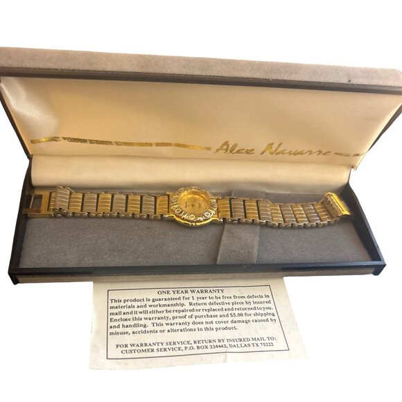 Alex Navarre Jewelry - Vintage Alex Navarre Women’s Gold Tone Dress Watch Boxed Diamond Accent Quartz